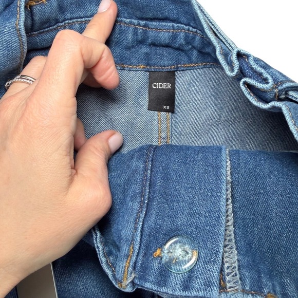 NWT Cider Wide Leg Jeans Paperbag Waist Belted Medium Wash Denim Women's XS - Picture 3 of 5